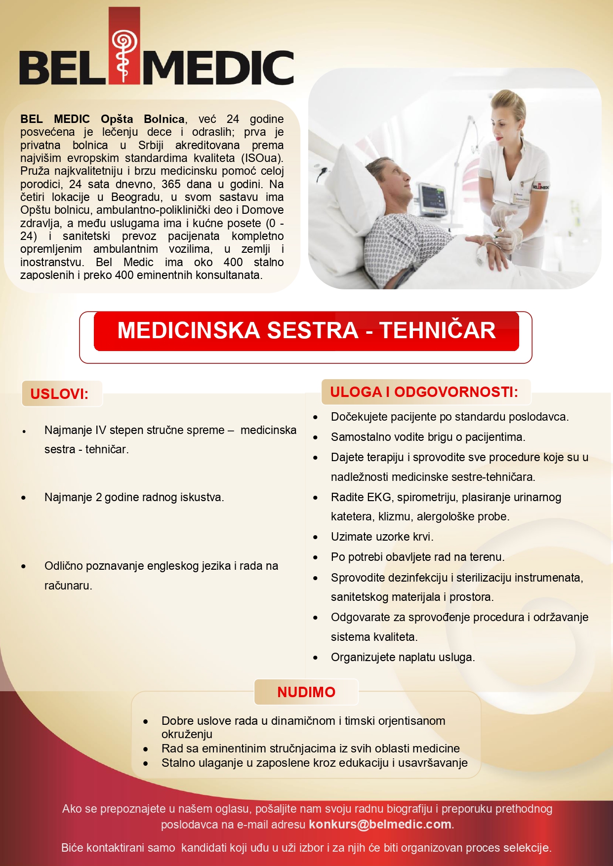 Ukoliko ste medicinski radnik, postanite deo Bel Medic tima!